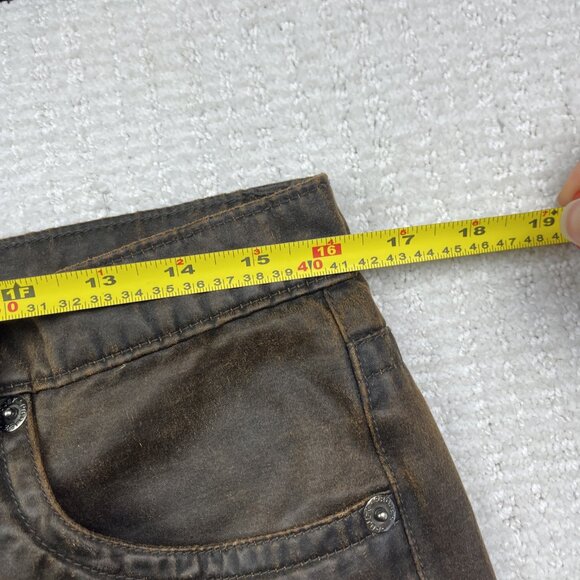 Y2K Projeck Raw Men's Size 33 Dark Brown Waxed Jeans Retro Leather Style VTG - Picture 6 of 9